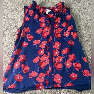 Market & Spruce Petite Medium Floral Blouse – Navy & Red Sleeveless Top
